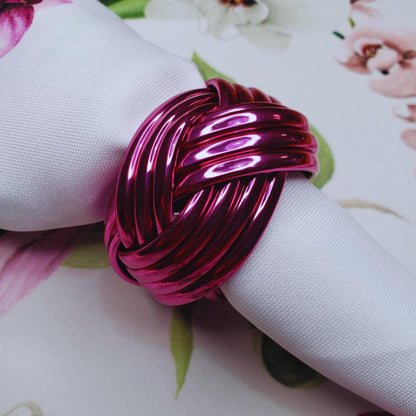 Maison Charlo | Set of 4 Metallic Rustic Braided Napkin Rings by Charlo - orange, pink for Mother's Day, Gift, Birthday