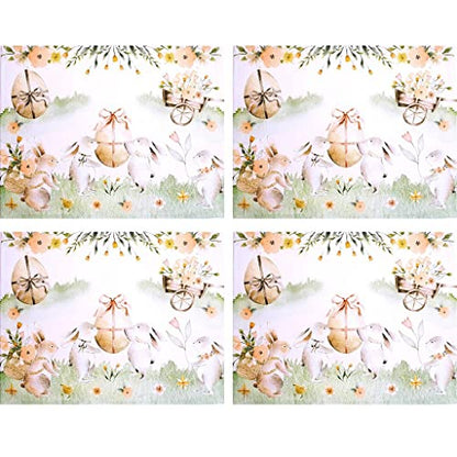 Set of 4 Green Garden Waterproof Rectangular Placemats Easter 17" x 13"