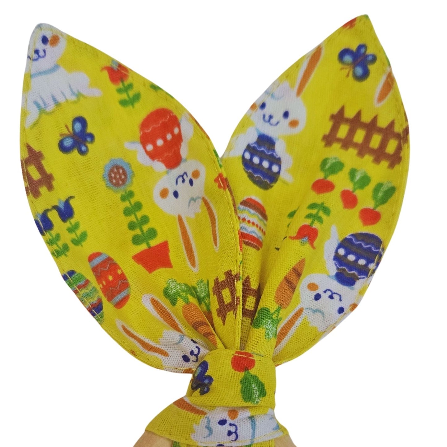 Maison Charlo | Easter Set of 4 Fun Yellow Bunny Ears Napkin Rings | Dining Table Decor