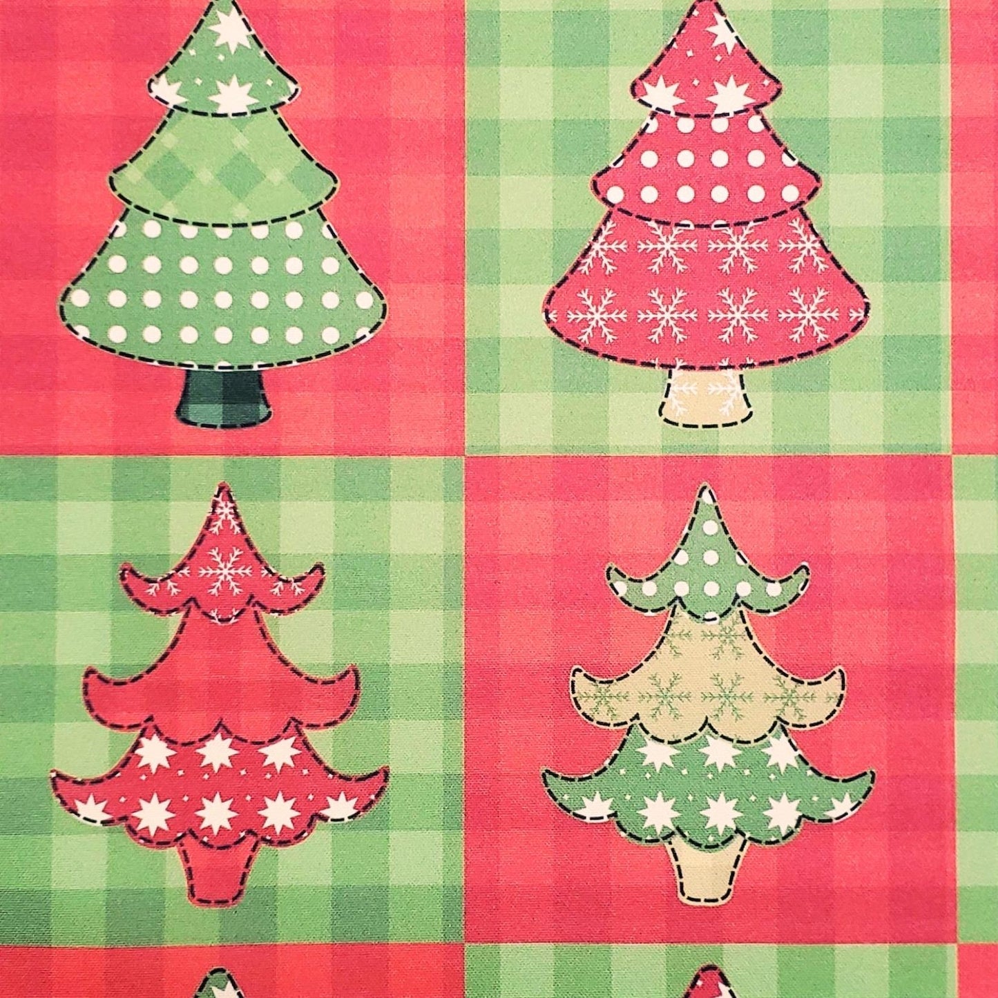 Set of 4 Placemats Christmas Tree Patchwork Cloth Waterproof 17" by 13" - Red