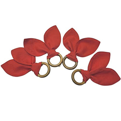 Maison Charlo | Set of 4 Red Bunny Ears Napkin Rings | Easter Decorations for Table