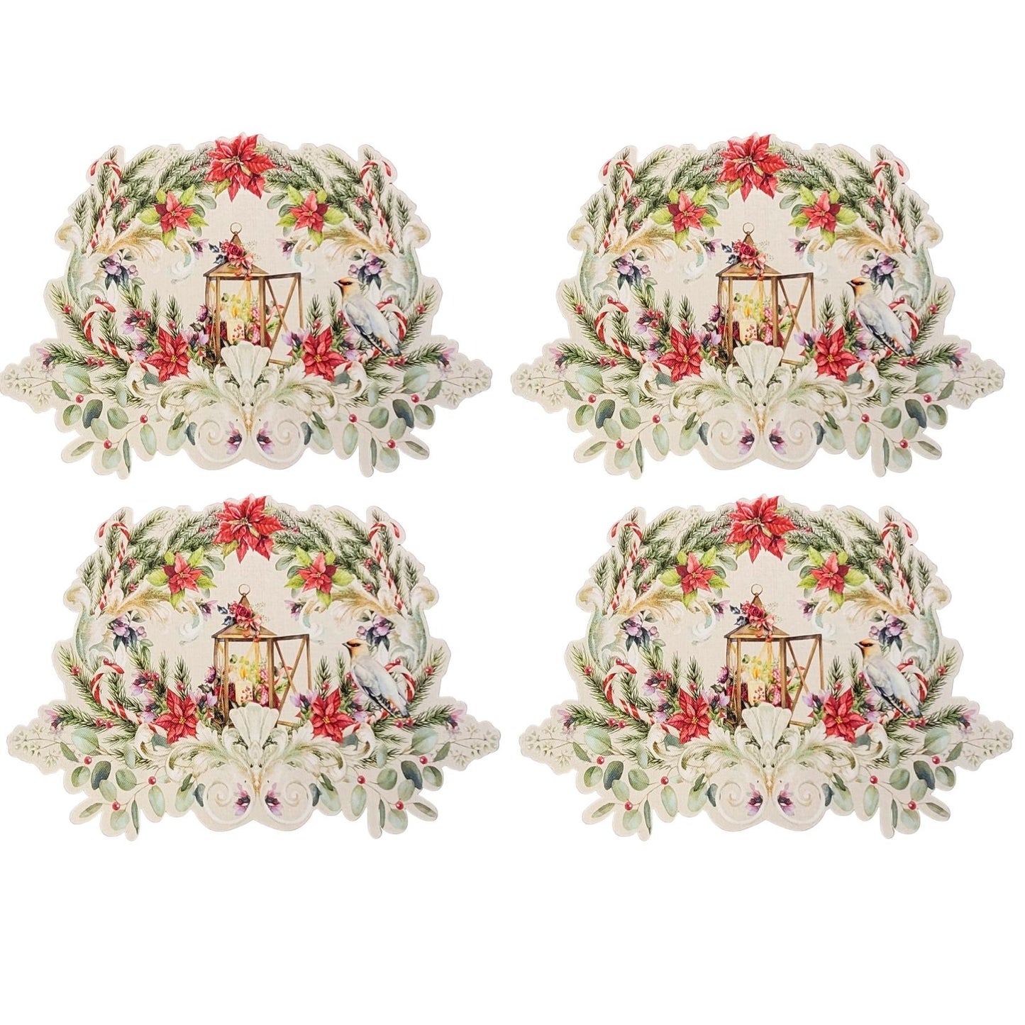 Maison Charlo - Set of 4 Waterproof Garland Placemats Christmas - Off White