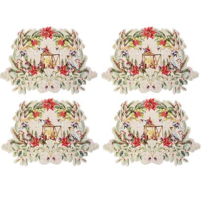 Maison Charlo - Set of 4 Waterproof Garland Placemats Christmas - Off White