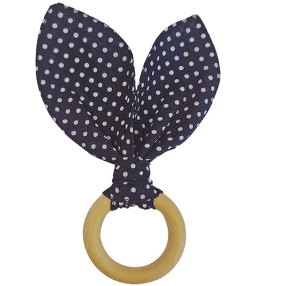 Maison Charlo | Easter Set of 4 Navy Polka Dot Bunny Ears Napkin Rings | Dining Table Decor