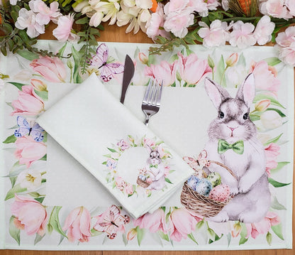 Charlo's Easter Cloth Napkins Bunny Dot Green Reusable Soft Durable