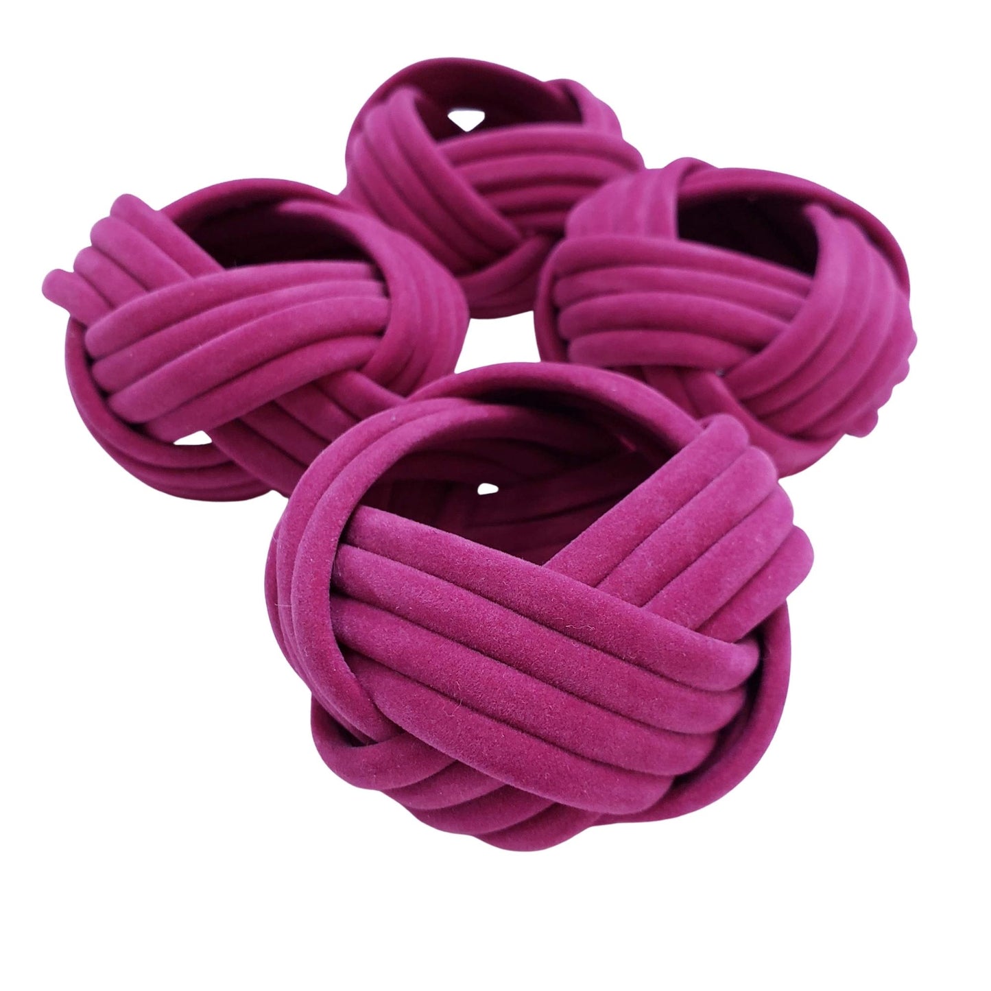 Maison Charlo | Set of 4 Woven Rustic Braided Napkin Rings by Charlo - Brown, yellow, pink for Mother's Day, Gift, Birthday