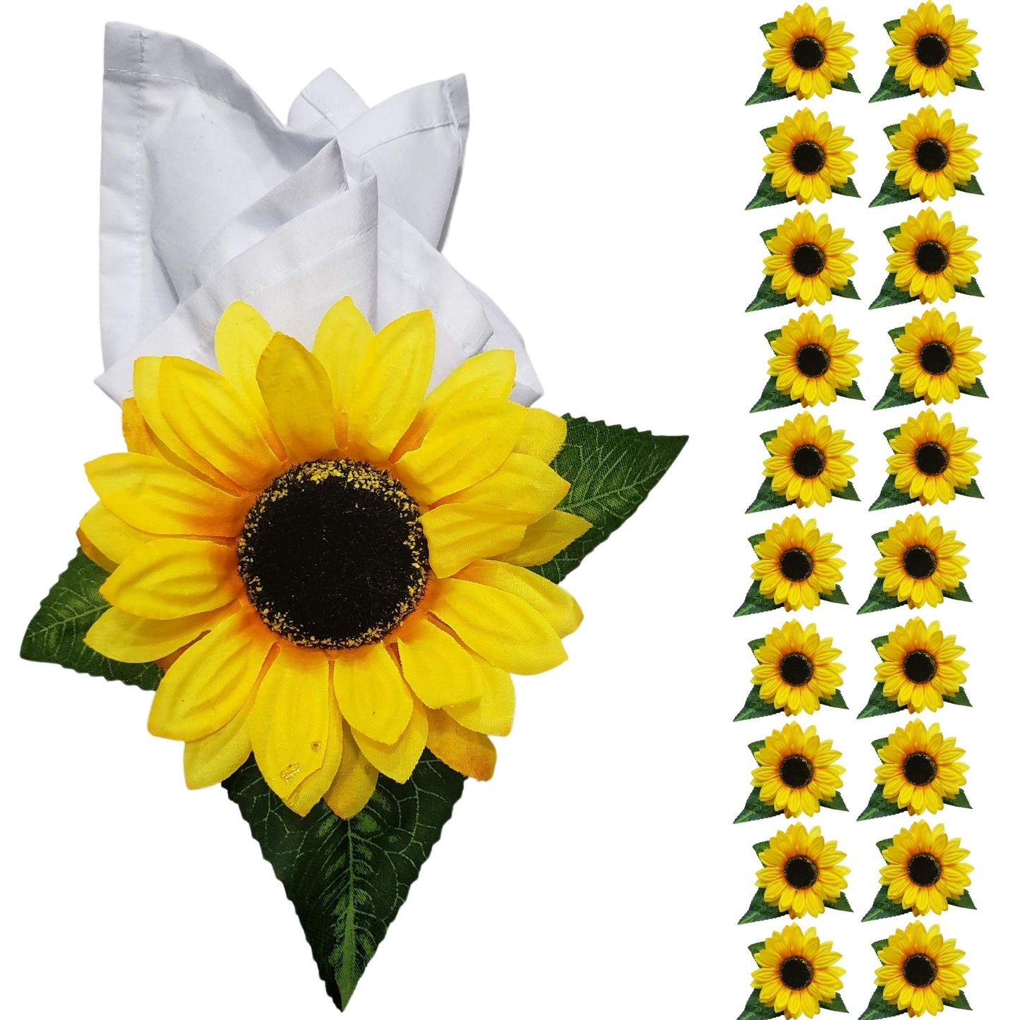 Maison Charlo | Wholesale Set of 20 Sunflower Napkin Rings for party, wedding, shopkeeper, birthday, restaurant