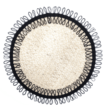 Charlo's Set of 2 Black Sustainable Brazilian Jute Liz Round Placemats Sousplat 16" dia