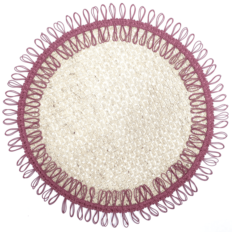 Charlo's Set of 2 Pink Sustainable Brazilian Jute Liz Round Placemats Sousplat 16" dia