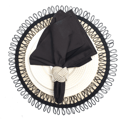 Charlo's Set of 2 Black Sustainable Brazilian Jute Liz Round Placemats Sousplat 16" dia