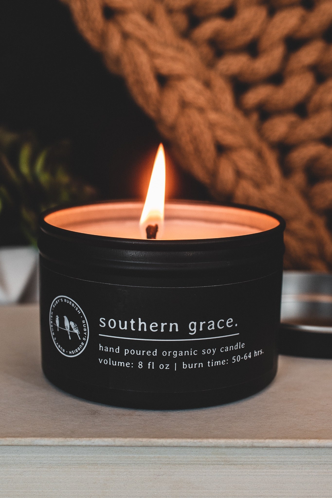 Artisanal Candle - Southern Grace | Matte Black Candle | Ruby's Rubbish