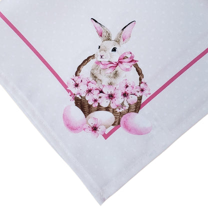 Charlo's Easter Synthetic Cloth Napkins Bunny Basket Reusable Durable 16" X 16"