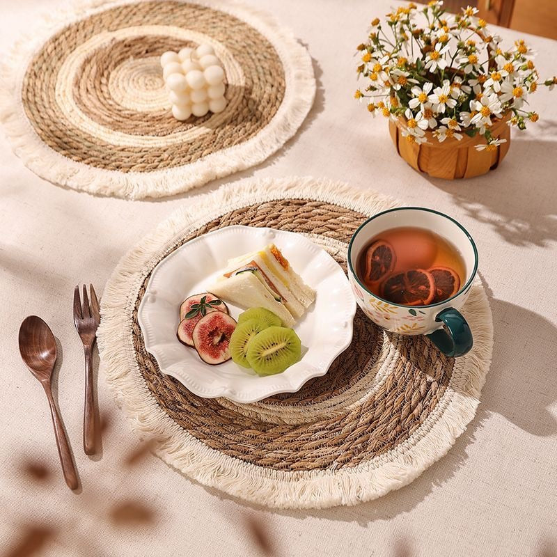 Placemats For Table Handwoven Heat Resistant Pan Mat Anti-Slip Christmas Gift