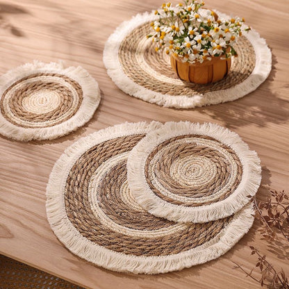 Placemats For Table Handwoven Heat Resistant Pan Mat Anti-Slip Christmas Gift