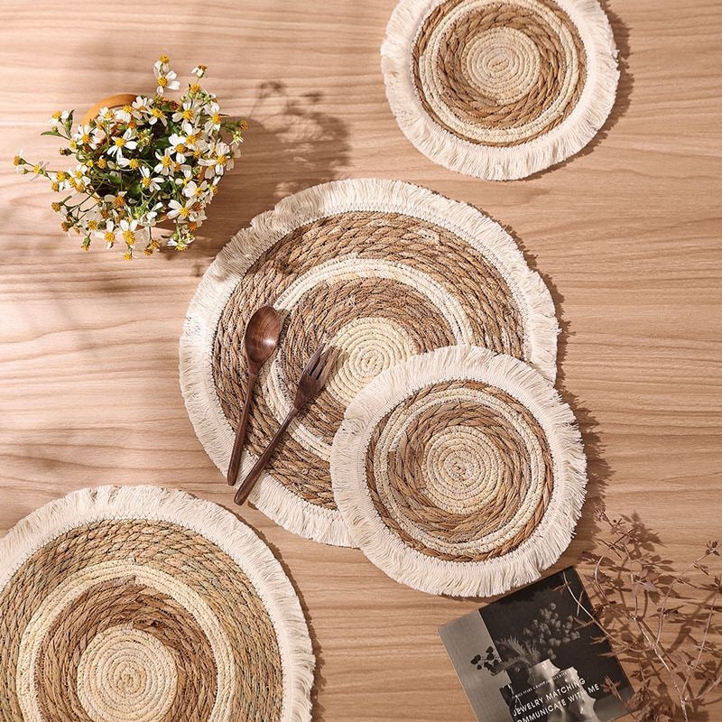 Placemats For Table Handwoven Heat Resistant Pan Mat Anti-Slip Christmas Gift