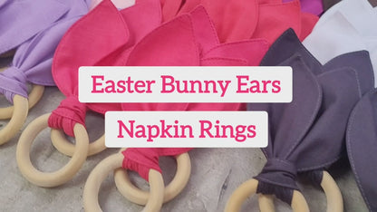 Maison Charlo | Set of 4 Red Bunny Ears Napkin Rings | Easter Decorations for Table