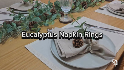 Charlo's Set of 6 Green Leaf Eucalyptus Napkin Rings, Rustic Napkin Ring, Minimalist Tabledecor