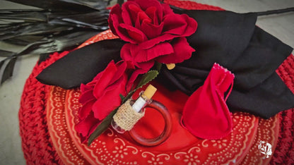 Charlo's Heart's Secrets Napkin Rings Red Colombiana Romantic Flower Rosebud