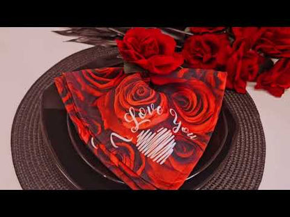 Maison Charlo Set of 6 Red Colombiana Rose Flower Rosebud Napkin Rings for dining table decor