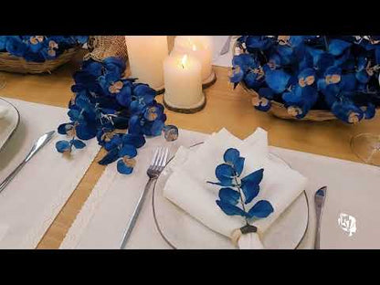 Set 4 Blue Eucalyptus Leaf Napkin Rings, Rustic Napkin Ring, Minimalist Tabledecor, Oriental Tabledeco