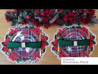 Maison Charlo - Set of 4 Waterproof Garland Placemats Christmas - Off White