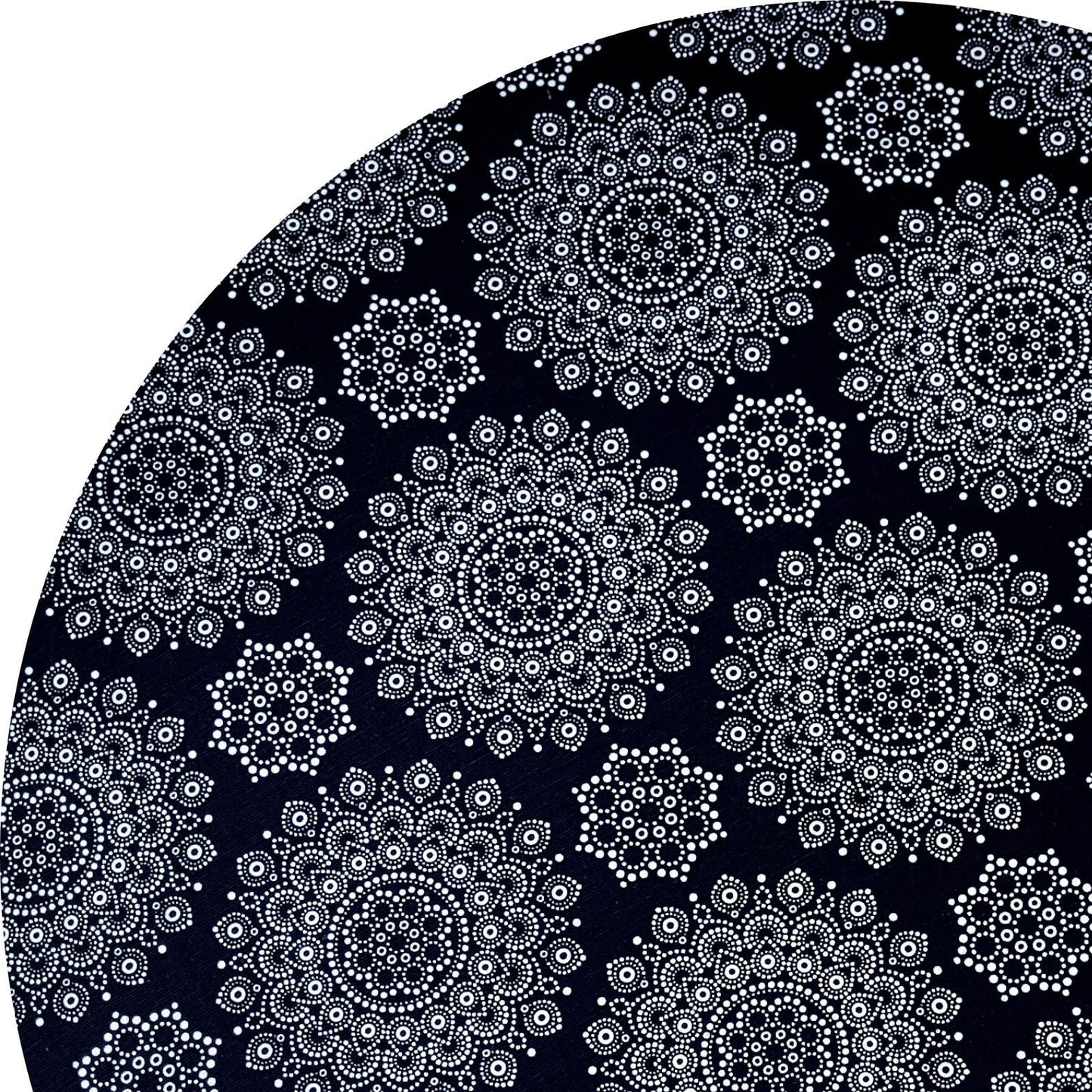 Chalo's Set of 4 Round Placemats Covers 14 Dia inch Mandala Black