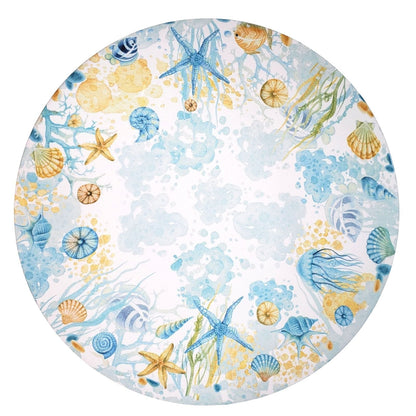 Set of 4 Round Placemats Covers  Starfish Blue 14 Dia inch