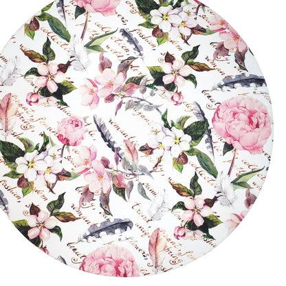 Set of 4 Round Placemats Covers Flowers Poetry Rose 14 Dia inch