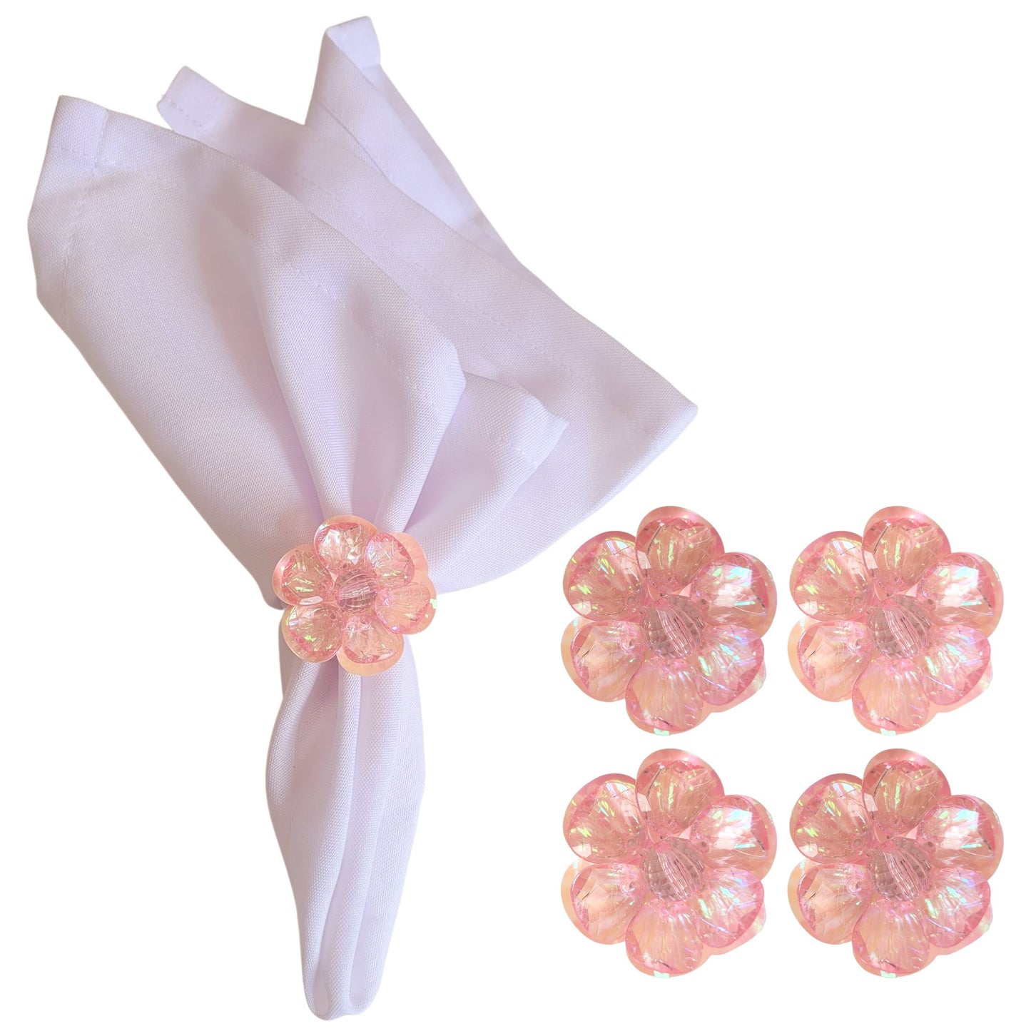 Maison Charlô | Set of 4 Delicate Flower Napkin Rings | Wedding, Thanksgiving, Christmas, New Year, Wedding, Banquet, Birthday