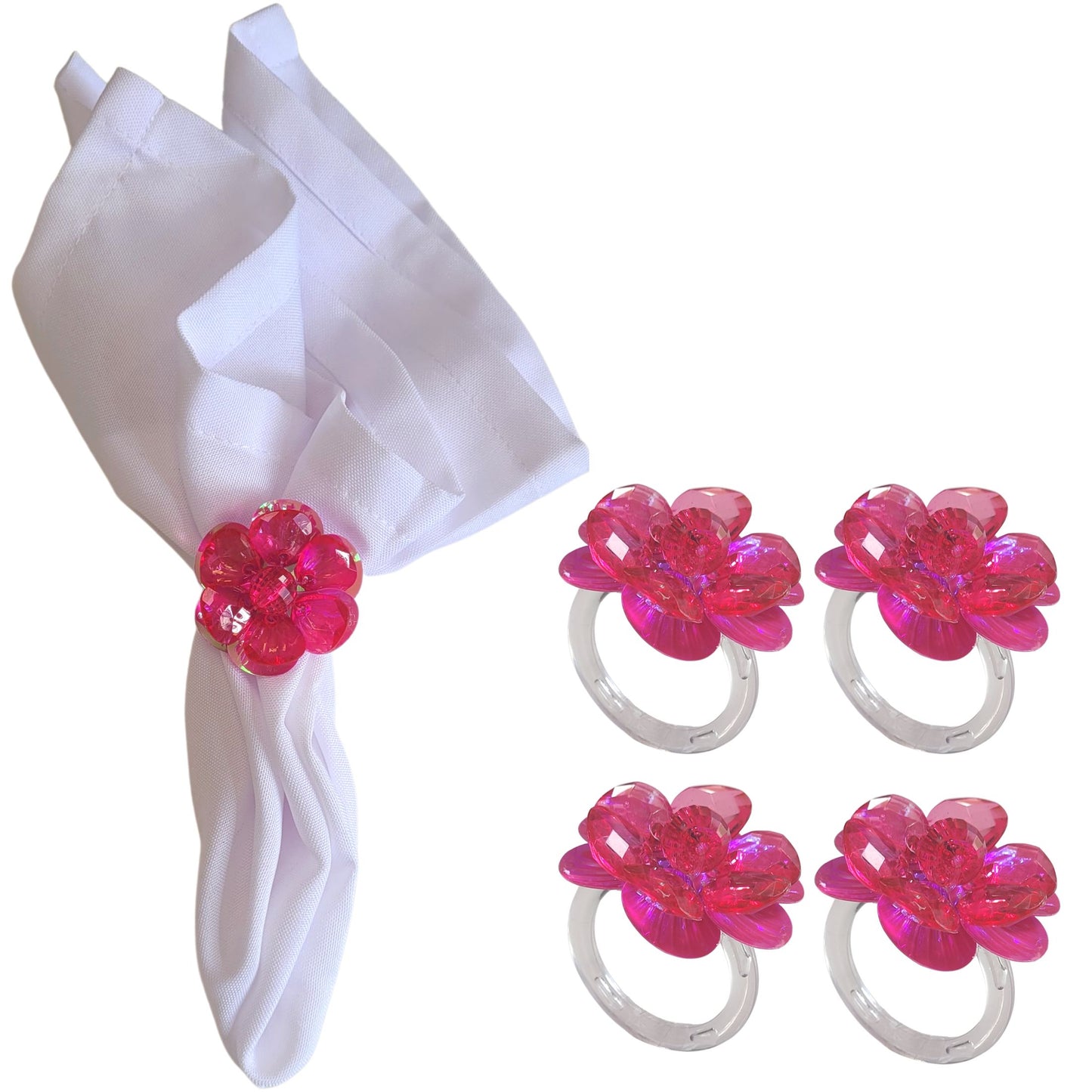 Maison Charlô | Set of 4 Delicate Flower Napkin Rings | Wedding, Thanksgiving, Christmas, New Year, Wedding, Banquet, Birthday