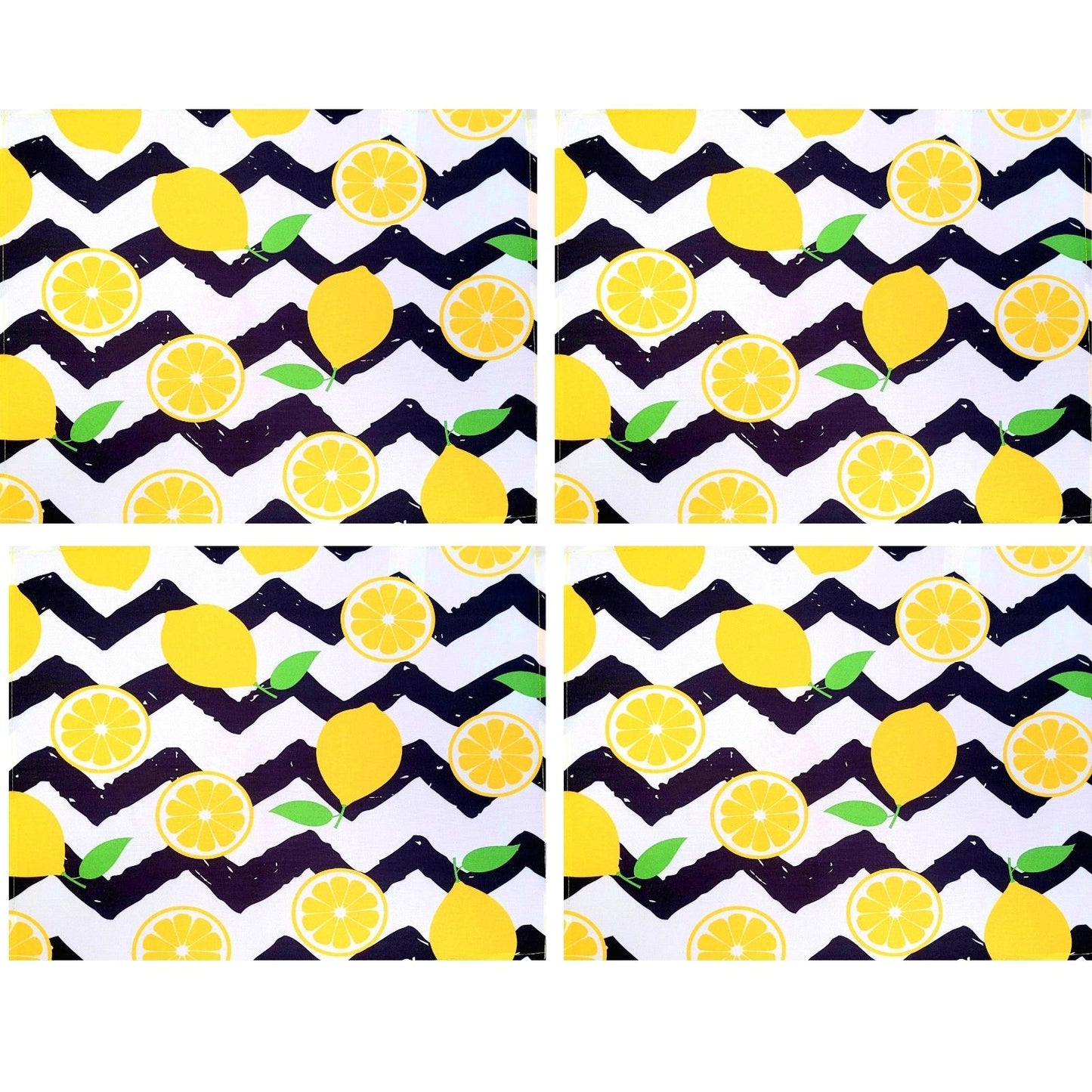 Set of 4 Waterproof Rectangular Placemats Zigzag Lemon 17X13