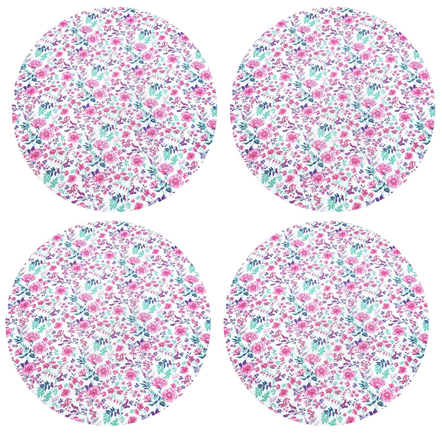 Charlo's Set of 4 Round Placemats Covers Litle Rosa 14 Dia inch