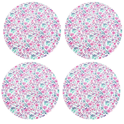 Charlo's Set of 4 Round Placemats Covers Litle Rosa 14 Dia inch