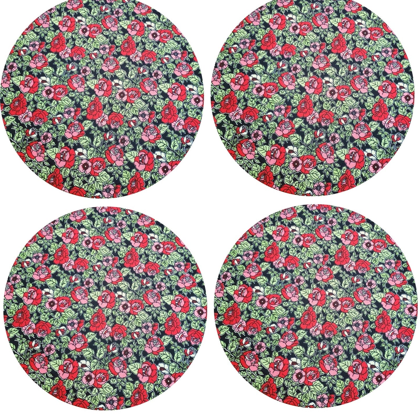 Charlo's Set of 4 Round Placemats Covers 14 Dia inch Floral Romance