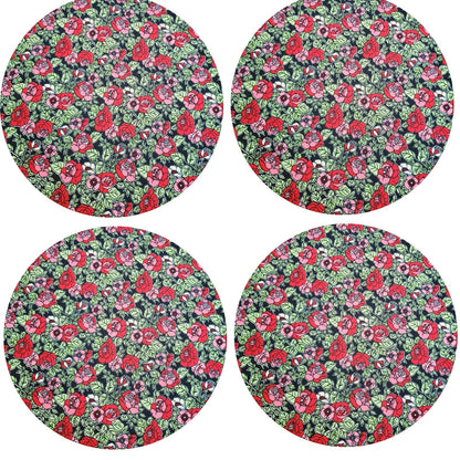 Charlo's Set of 4 Round Placemats Covers 14 Dia inch Floral Romance