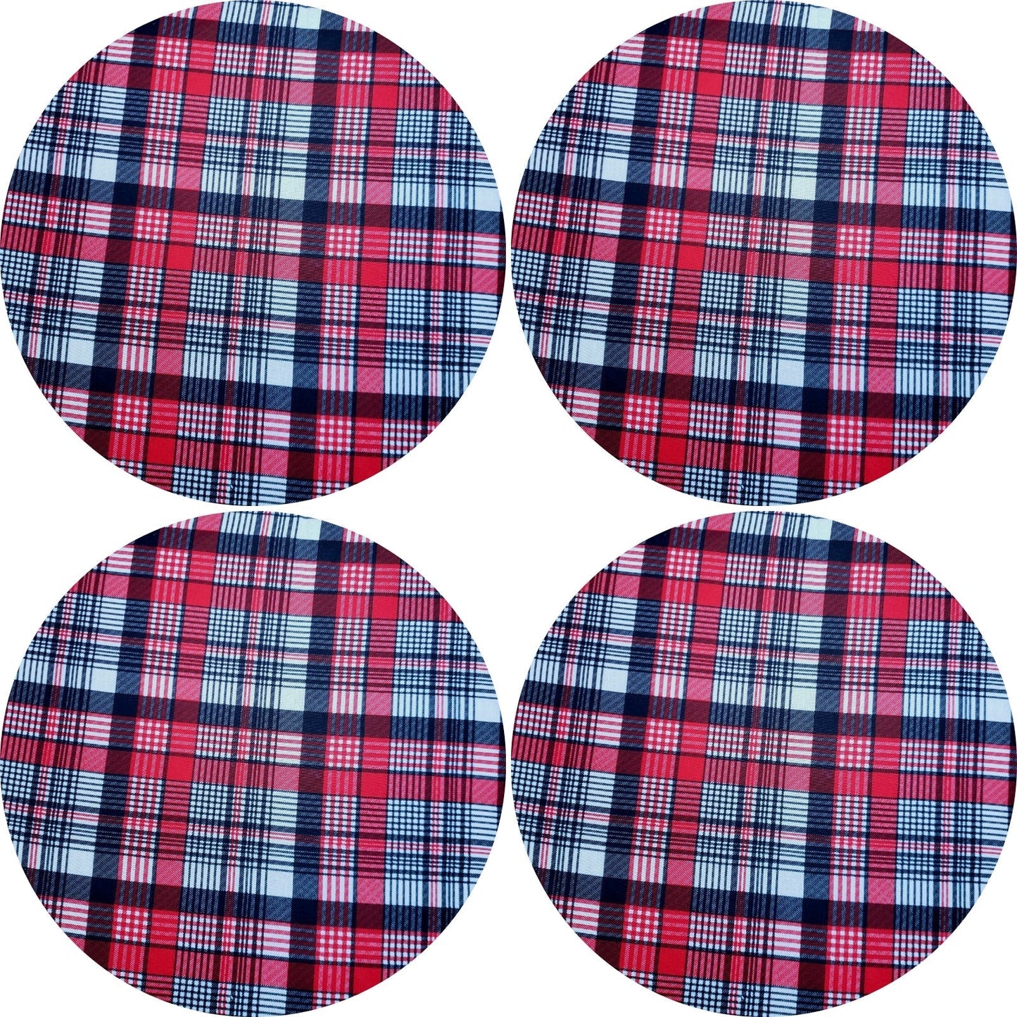 Charlo's Set of 4 Round Placemats Covers 14 Dia inch Plaid Sun of Night