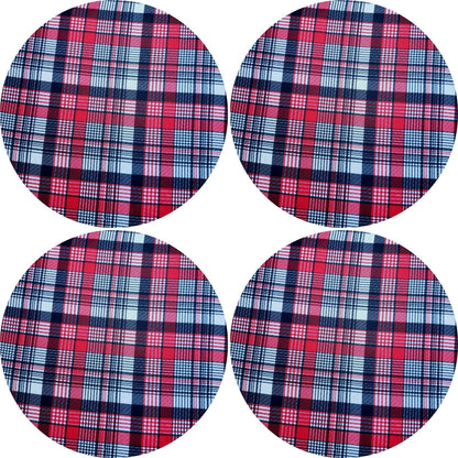 Charlo's Set of 4 Round Placemats Covers 14 Dia inch Plaid Sun of Night