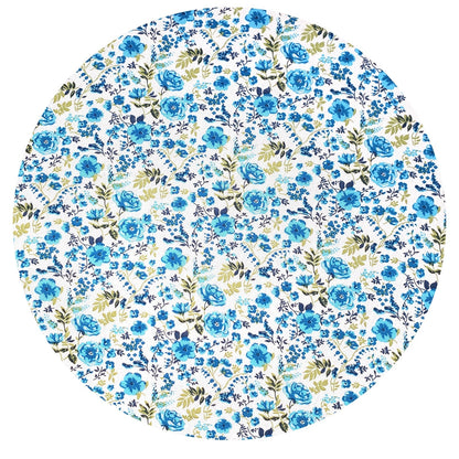 Charlo's Set of 4 Round Placemats Covers 14 Dia inch Sky Floral blue