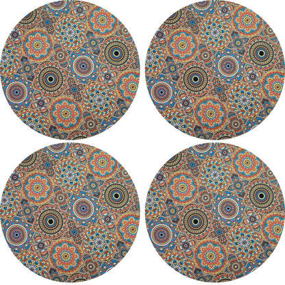 Charlo's Set of 4 Round Placemats Covers Mandala Psico 14 Dia inch