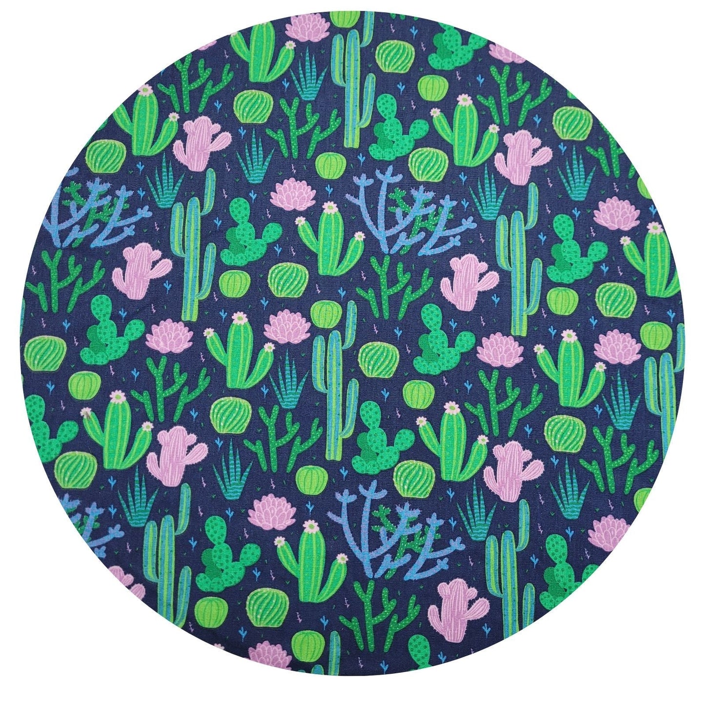 Charlo's Set of 4 Round Placemats Covers Rose Green Cactus 14 Dia inch