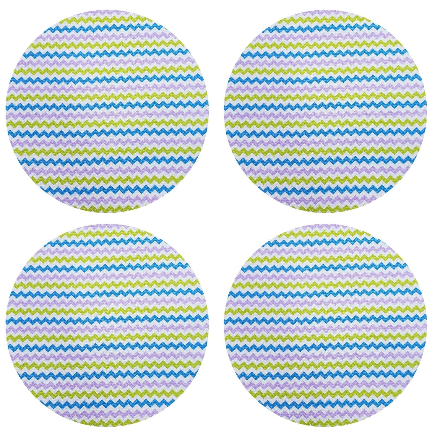 Charlo's Set of 4 Round Placemats Covers Paint ZigZag II 14 Dia inch