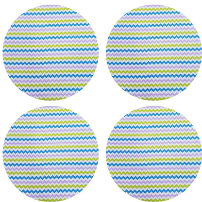 Charlo's Set of 4 Round Placemats Covers Paint ZigZag II 14 Dia inch