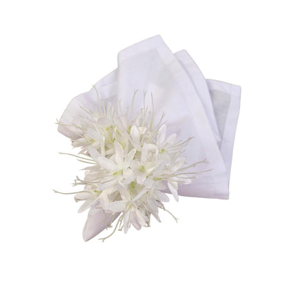 Set of 4 White Mini Lilies Flower Napkin Rings for party, wedding, birthday, celebration