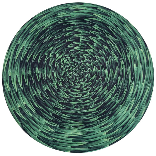 Set of 4 Round Placemats Covers Braided Green 14 Dia inch