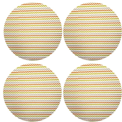 Charlo's Set of 4 Round Placemats Covers Paint ZigZag 14 Dia inch