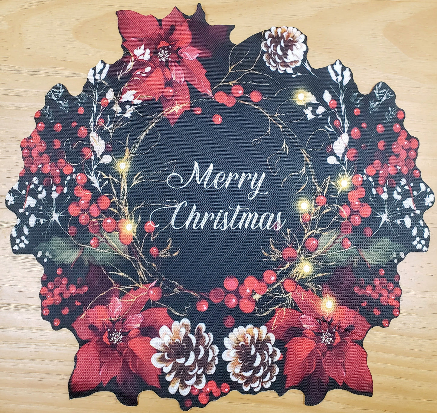 Maison Charlô - Set of 4 Waterproof Garland Placemats Christmas - Black