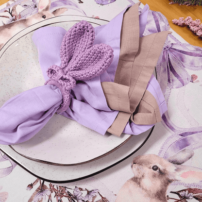 Set 4 Placemats Waterproof Lace Lilac Easter Bunny Gardens Non Slip Easy to Clean placemat, Reusable Placemats, Dining Table, TableSetting