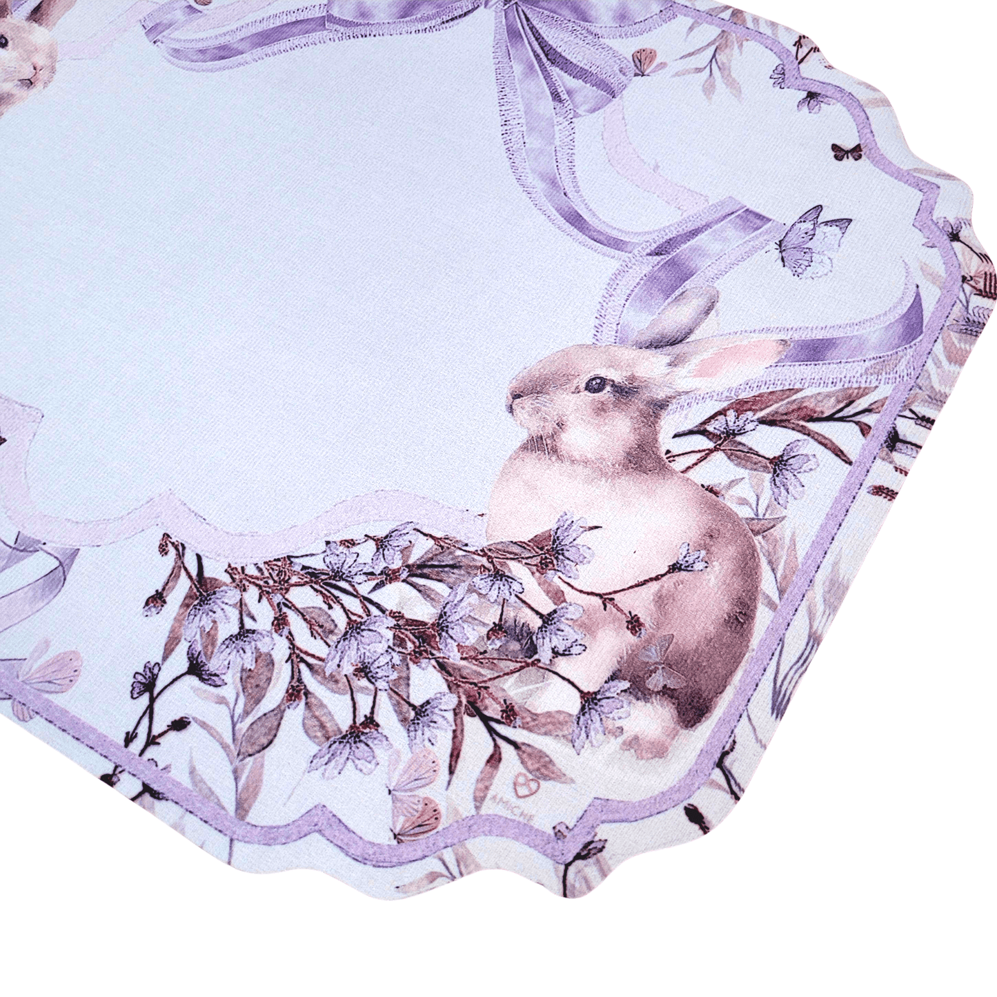 Set 4 Placemats Waterproof Lace Lilac Easter Bunny Gardens Non Slip Easy to Clean placemat, Reusable Placemats, Dining Table, TableSetting