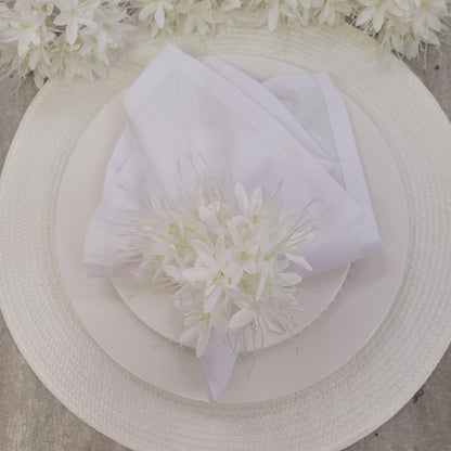 Set of 4 White Mini Lilies Flower Napkin Rings for party, wedding, birthday, celebration