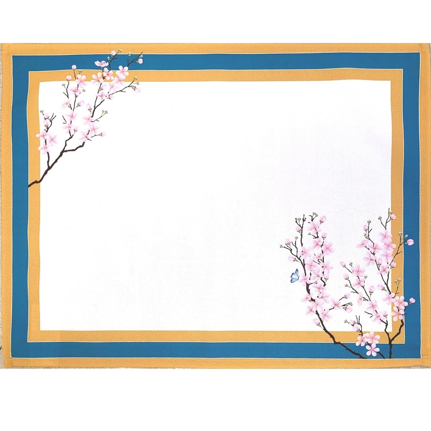 Set of 4 Waterproof Rectangular Placemats Ring Oriental Cherry 17X13